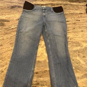 PAIGE Blue Straight Leg Jeans with Black Waistband